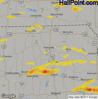 Hail Map for Kirskville, MS Region on April 7, 2019
