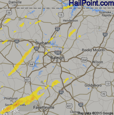 Hail Map for Raleigh, NC Region on April 8, 2019 