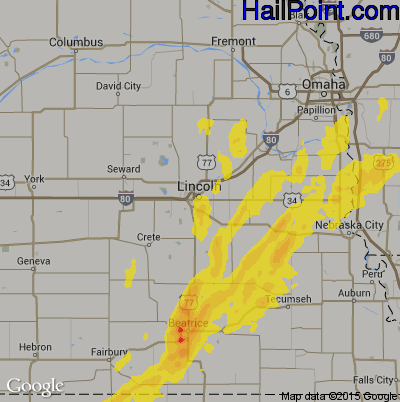 Hail Map for Lincoln, NE Region on April 11, 2019