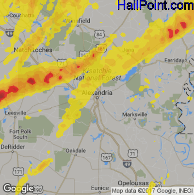 Hail Map for Alexandria, LA Region on April 12, 2019