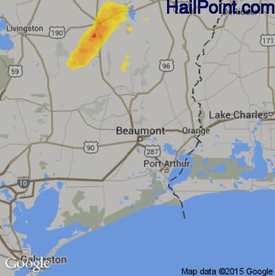 Hail Map for Beaumont, TX Region on April 13, 2019