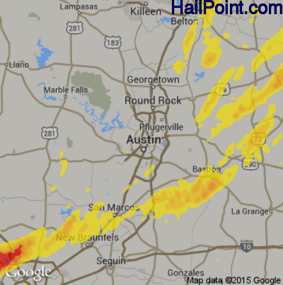 Hail Map for Austin, TX Region on April 13, 2019