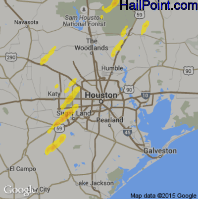 Hail Map for Houston, TX Region on April 13, 2019