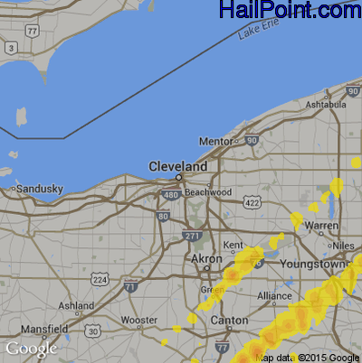 Hail Map for Cleveland, OH Region on April 14, 2019