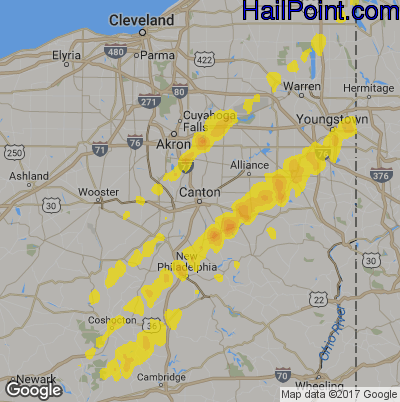 Hail Map for Canton, OH Region on April 14, 2019
