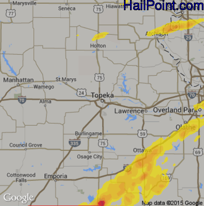 Hail Map for Topeka, KS Region on April 17, 2019