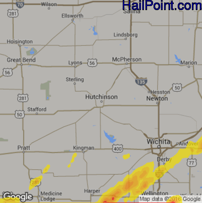 Hail Map for Hutchinson, KS Region on April 17, 2019