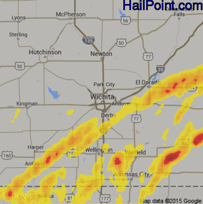 Hail Map for Wichita, KS Region on April 17, 2019