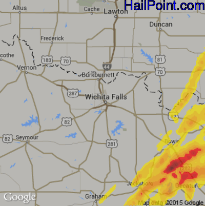 Hail Map for Wichita Falls, TX Region on April 17, 2019