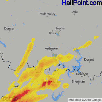Hail Map for Ardmore, OK Region on April 17, 2019