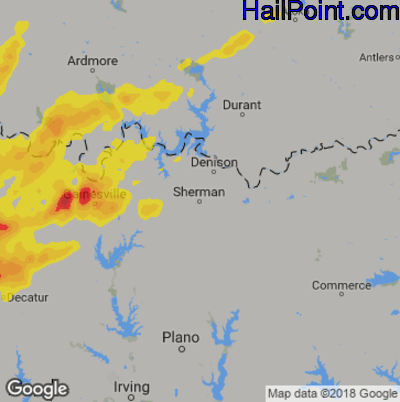 Hail Map for Sherman, TX Region on April 18, 2019