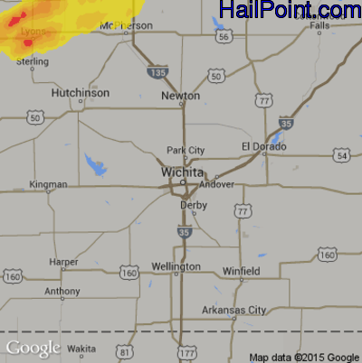 Hail Map for Wichita, KS Region on April 22, 2019