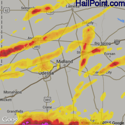 Hail Map for Midland, TX Region on April 22, 2019