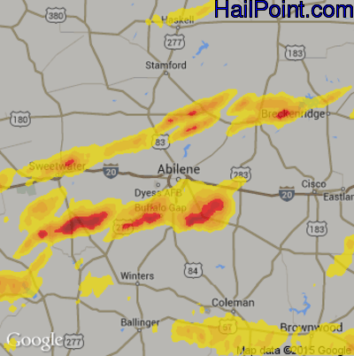 Hail Map for Abilene, TX Region on April 23, 2019