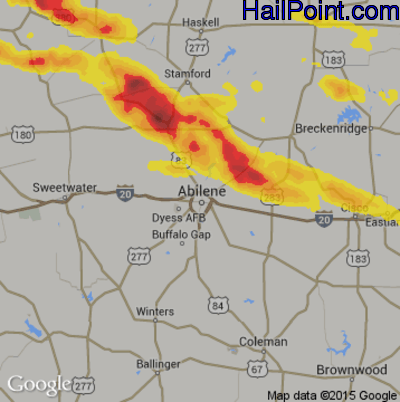 Hail Map for Abilene, TX Region on April 27, 2019 