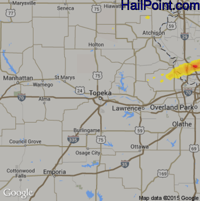 Hail Map for Topeka, KS Region on April 30, 2019