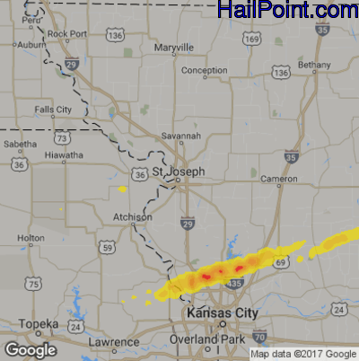 Hail Map for St. Joseph, MS Region on April 30, 2019