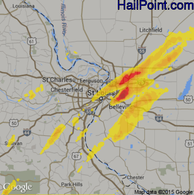 Hail Map for St. Louis, MO Region on April 30, 2019 