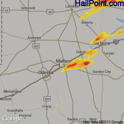 Hail Map for Midland, TX Region on April 30, 2019 
