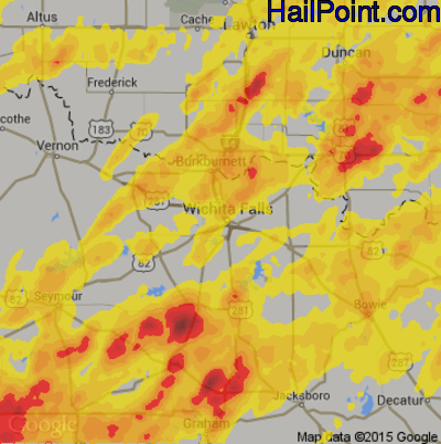 Hail Map for Wichita Falls, TX Region on April 30, 2019