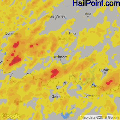 Hail Map for Ardmore, OK Region on April 30, 2019