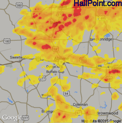Hail Map for Abilene, TX Region on May 1, 2019