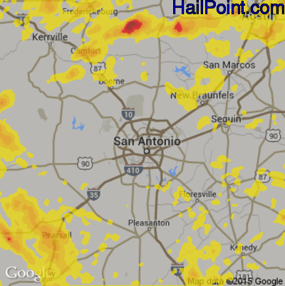 Hail Map for San Antonio, TX Region on May 3, 2019