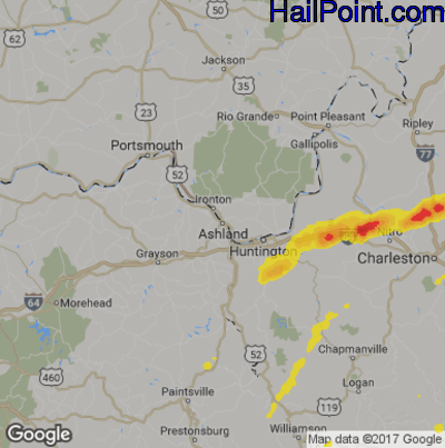 Hail Map for Asheland, KY Region on May 3, 2019