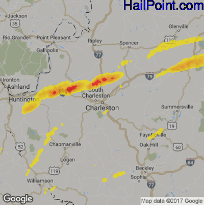 Hail Map for Charleston, WV Region on May 3, 2019