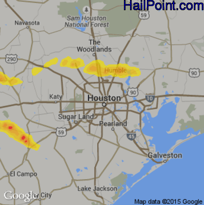 Hail Map for Houston, TX Region on May 3, 2019