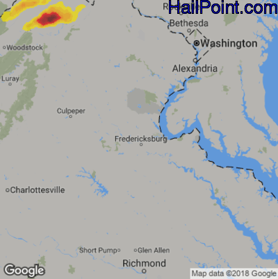 Hail Map for Fredericksburg, VA Region on May 3, 2019