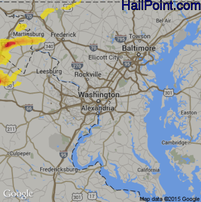 Hail Map for Washington, DC Region on May 3, 2019 