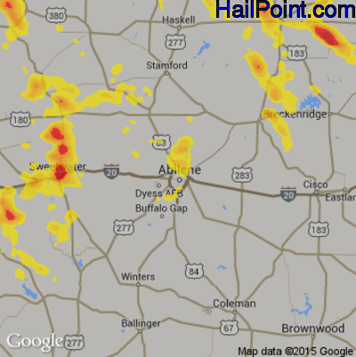 Hail Map for Abilene, TX Region on May 3, 2019