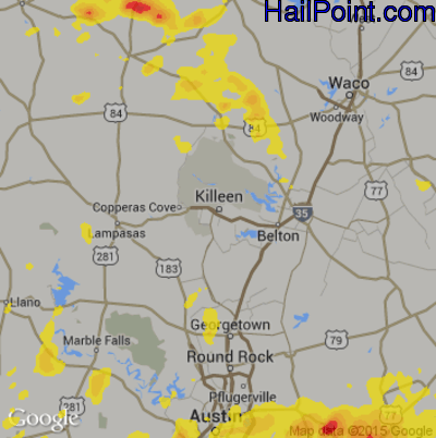Hail Map for Killeen, TX Region on May 3, 2019 