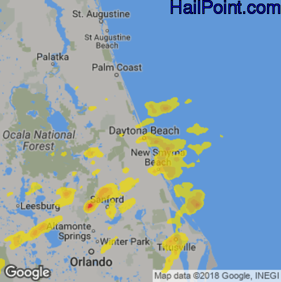 Hail Map for Daytona Beach, FL Region on May 4, 2019