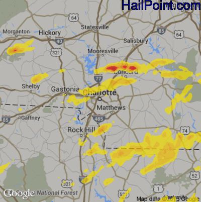 Hail Map for Charlotte, NC Region on May 4, 2019 