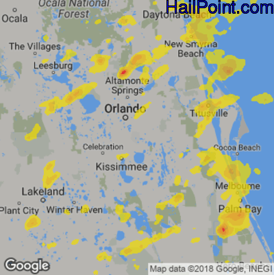 Hail Map for Orlando, FL Region on May 4, 2019