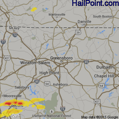 Hail Map for Greensboro, NC Region on May 4, 2019