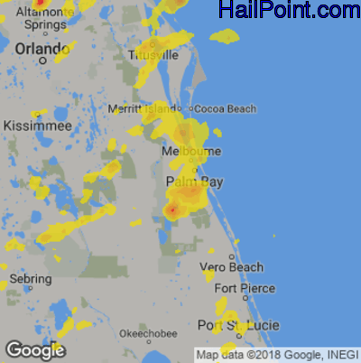 Hail Map for Palm Bay, FL Region on May 4, 2019