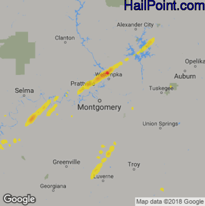 Hail Map for Montgomery, AL Region on May 4, 2019