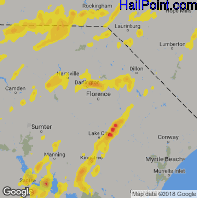 Hail Map for Florence, SC Region on May 4, 2019