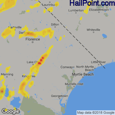 Hail Map for Myrtle Beach, SC Region on May 4, 2019 