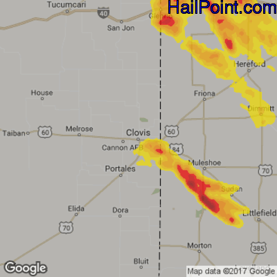 Hail Map for Clovis, NM Region on May 4, 2019