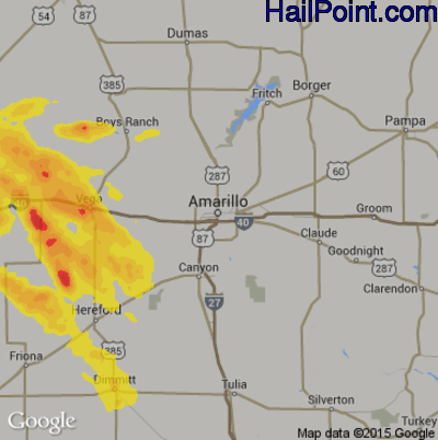 Hail Map for Amarillo, TX Region on May 4, 2019 