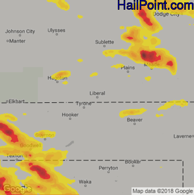 Hail Map for Liberal, KS Region on May 4, 2019 