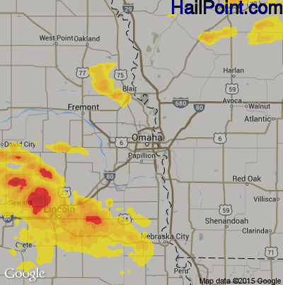 Hail Map for Omaha, NE Region on May 5, 2019 
