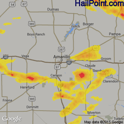 Hail Map for Amarillo, TX Region on May 5, 2019