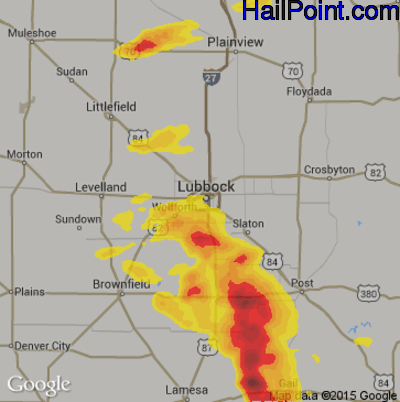 Hail Map for Lubbock, TX Region on May 5, 2019