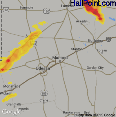 Hail Map for Midland, TX Region on May 5, 2019