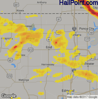 Hail Map for Enid, OK Region on May 6, 2019